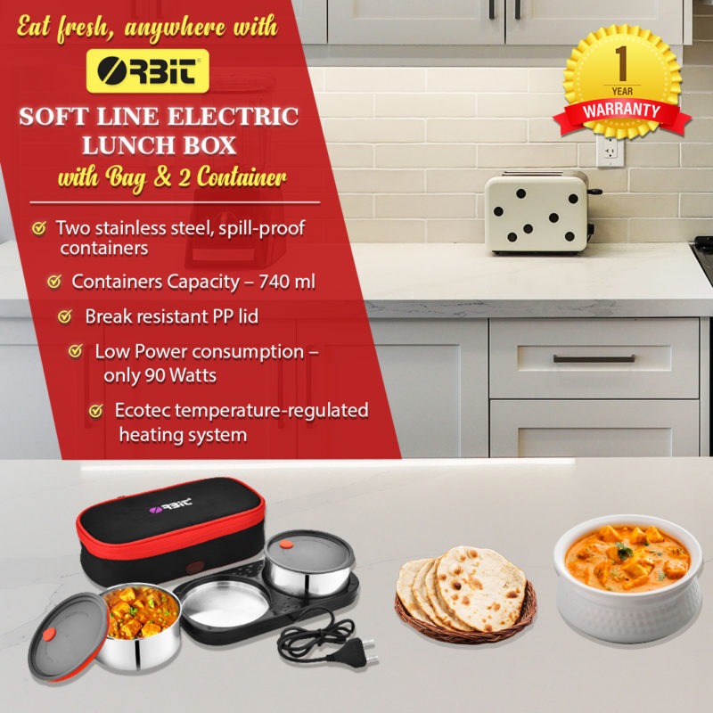Orbit 740 ml 2 Compartments Electric Lunch Box  (Conduction Heat Lunch Box)