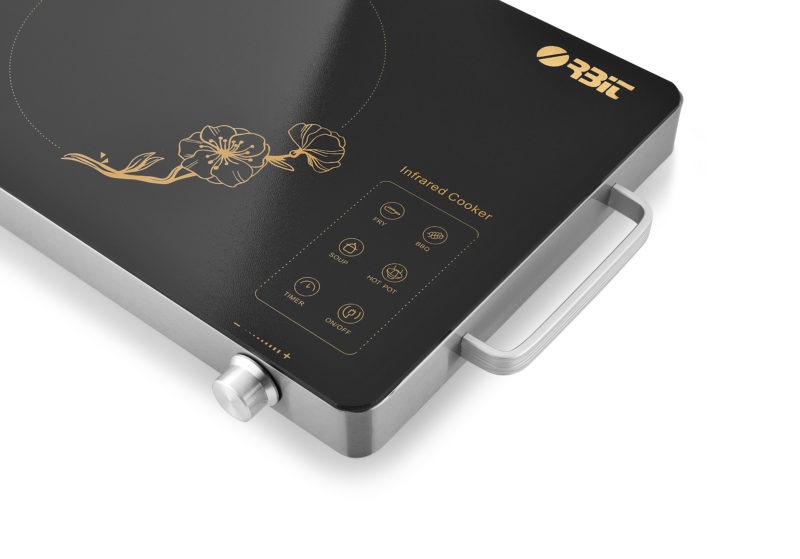 Orbit Infrared Induction Cooker (OIR-01), touch panel, 2200 Watts for all types of flat utensils can be used like glass, stainless steel, aluminium, ceramic etc. 1 year warranty