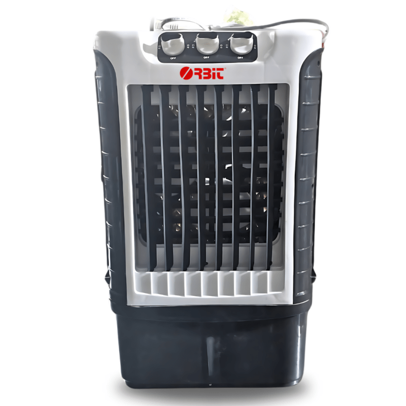 Orbit Premium Eco-Friendly Mini Air Cooler - Energy Saver with Auto Swing & 4-Way Cooling - 12L Water Tank Capacity, Portable, Works on Inverter, Powerful Air Flow (Grey Color)