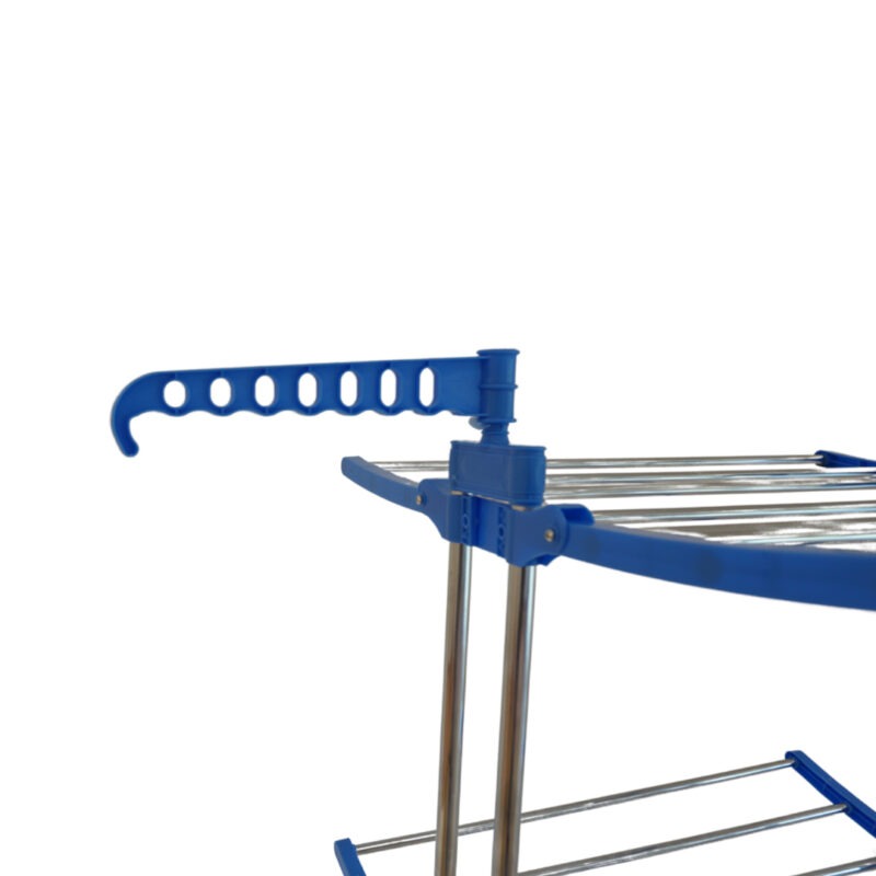 3 Tier Folding Clothes Drying Rack, Laundry Stand with Wheels, Blue