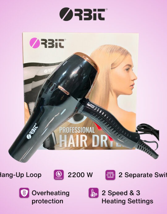 Orbit Professional Hair Dryer 2200 Watts with Overheat Protection