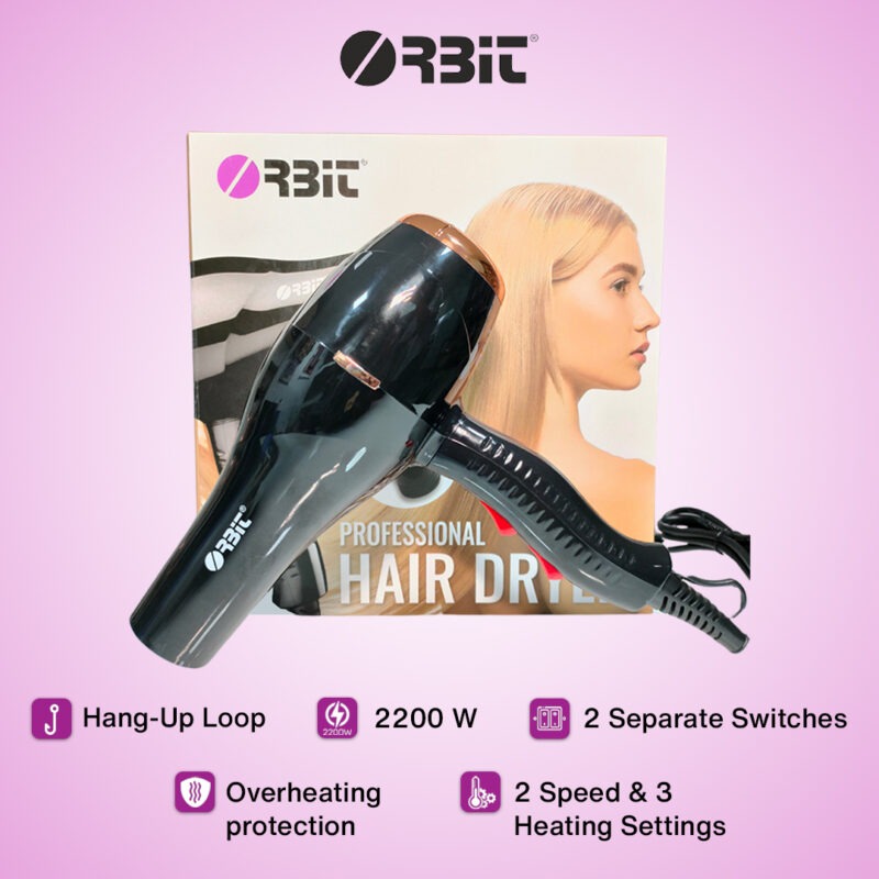 Orbit Professional Hair Dryer 2200 Watts with Overheat Protection