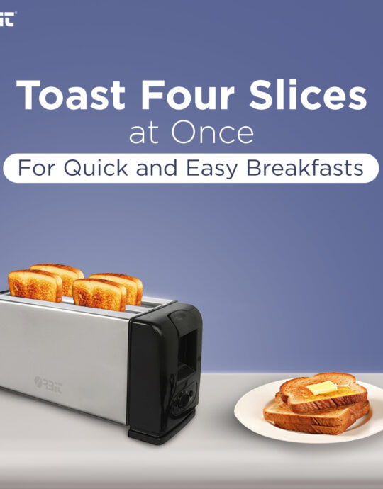 Orbit 4 slice Pop up Toaster, 1200 Watts, Stainless Steel, Cool Touch, Double-Sided Baking, Automatic Pop-Up, Slide-Out Crumb Tray