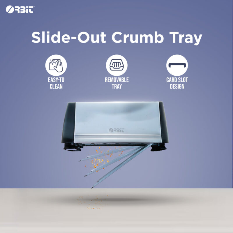 Orbit 4 slice Pop up Toaster, 1200 Watts, Stainless Steel, Cool Touch, Double-Sided Baking, Automatic Pop-Up, Slide-Out Crumb Tray