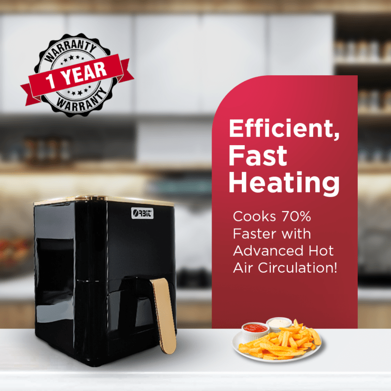 Orbit 5L Digital Air Fryer with One-Touch Display, 1500W, Multi-Cook Functions, Oil-Free Healthy Cooking
