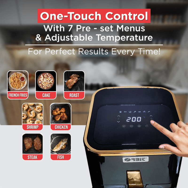Orbit 5L Digital Air Fryer with One-Touch Display, 1500W, Multi-Cook Functions, Oil-Free Healthy Cooking