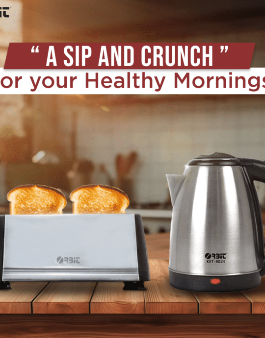 Orbit 4 slice Pop up Toaster, 1200 Watts + Orbit KET-8024 Electric Kettle (1.8, Silver)