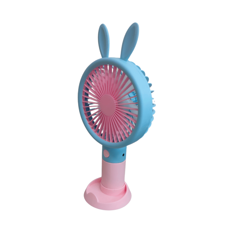Cartoon Mini Handheld Rechargeable Fan – USB Powered | Compact & Portable with Stand