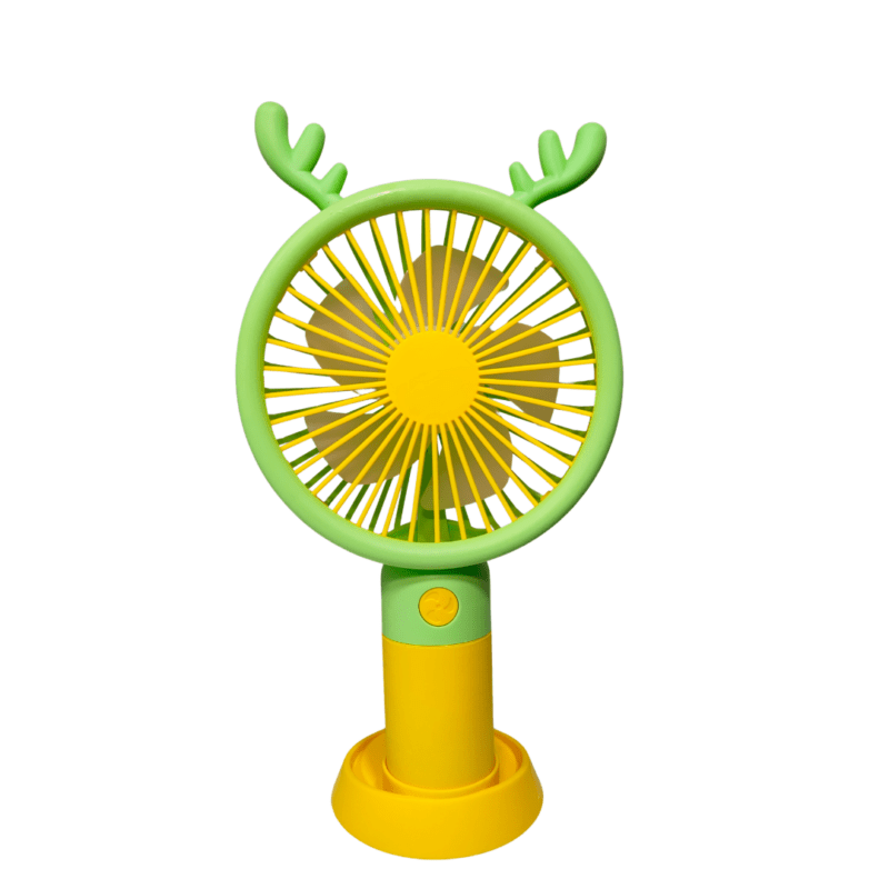 Cartoon Mini Handheld Rechargeable Fan – USB Powered | Compact & Portable with Stand