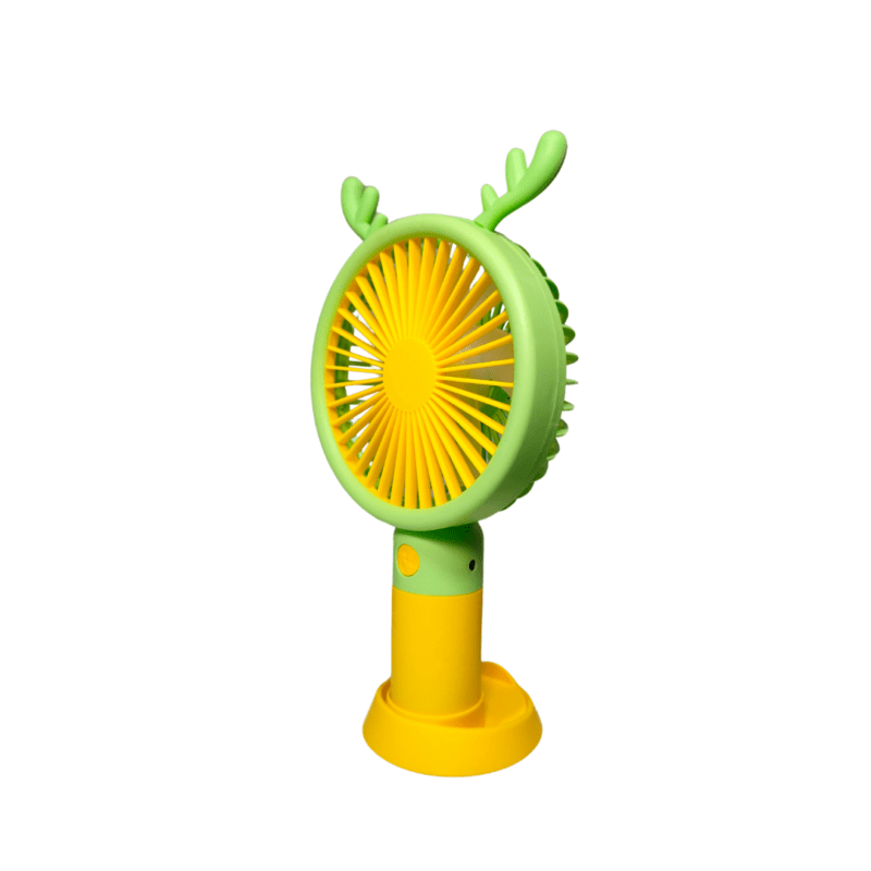 Cartoon Mini Handheld Rechargeable Fan – USB Powered | Compact & Portable with Stand