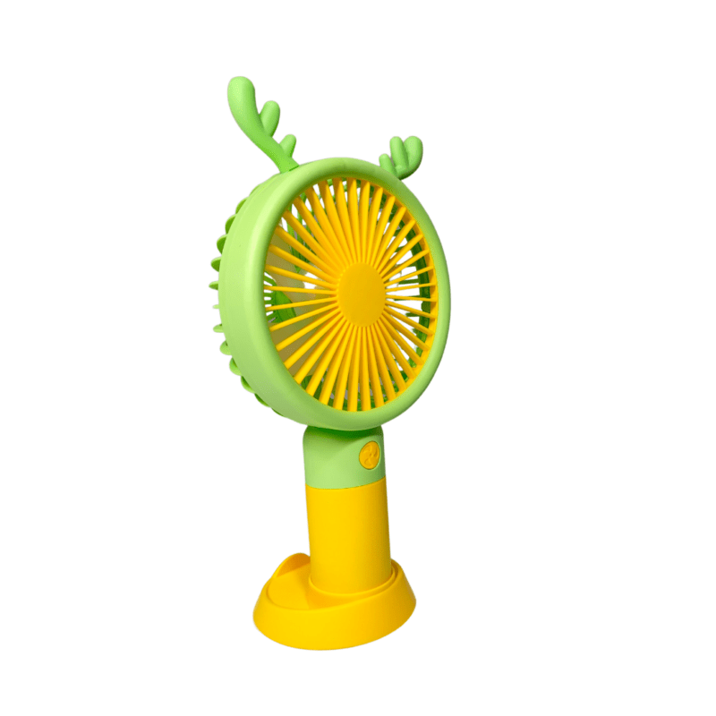 Cartoon Mini Handheld Rechargeable Fan – USB Powered | Compact & Portable with Stand