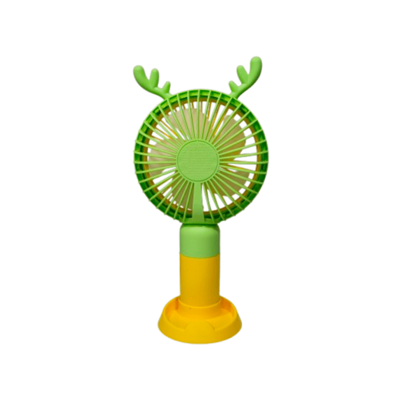 Cartoon Mini Handheld Rechargeable Fan – USB Powered | Compact & Portable with Stand