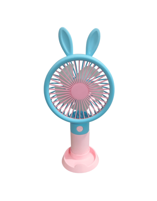 Cartoon Mini Handheld Rechargeable Fan – USB Powered | Compact & Portable with Stand