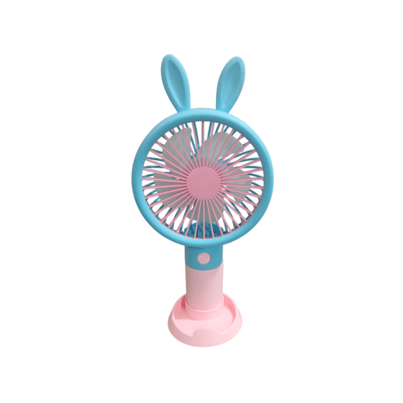Cartoon Mini Handheld Rechargeable Fan – USB Powered | Compact & Portable with Stand