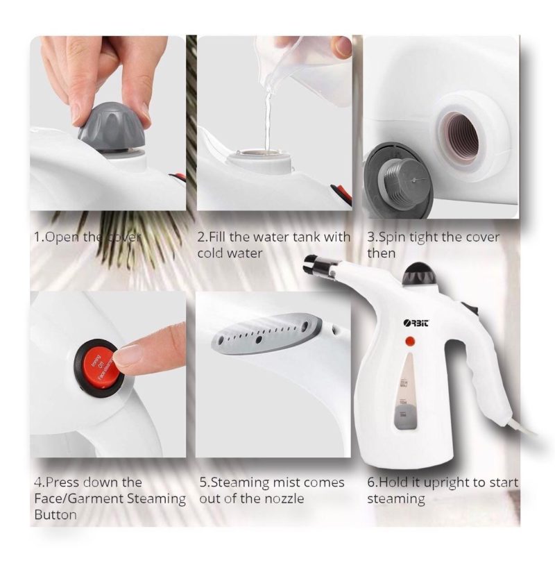 Orbit Handheld Garment Steamer & Facial Steamer (White)
